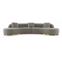 Frontier - Glam Black Fabric Curved Sectional Sofa with Grey Pillows