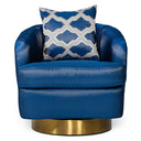 Niagra - Glam Blue and Gold Fabric Accent Chair
