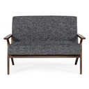 Candea - Mid-Century Walnut and Grey Compact Loveseat