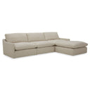 Fedora - Modern White Fabric Sectional Sofa + Ottoman