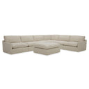 Fedora - Modern White Fabric Sectional Sofa + Ottoman