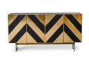 Perret - Glam Black Ash & Brushed Brass Modern Buffet