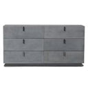 Buckley - Modern Grey & Black Stainless Steel Bed w/ Nightstands