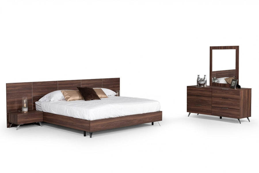 Brooklyn - Italian Modern Walnut Bed Set
