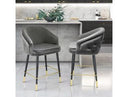 Elliot - Contemporary Grey & Black/Gold Dining Bar Stool (Set of 2)