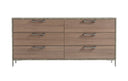 Boston - Modern Brown Oak & Brushed Stainless Steel Dresser