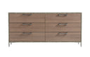 Boston - Modern Brown Oak & Brushed Stainless Steel Dresser