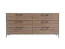 Boston - Modern Brown Oak & Brushed Stainless Steel Dresser
