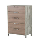 Boston - Modern Brown Oak & Brushed Stainless Steel Chest