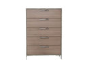 Boston - Modern Brown Oak & Brushed Stainless Steel Chest