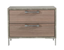 Boston - Modern Brown Oak & Brushed Stainless Steel Nightstand