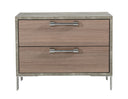 Boston - Modern Brown Oak & Brushed Stainless Steel Nightstand