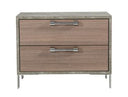 Boston - Modern Brown Oak & Brushed Stainless Steel Nightstand