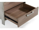 Boston - Modern Brown Oak & Brushed Stainless Steel Nightstand