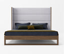 Helenora - Contemporary Grey Fabric & Walnut Trim Bed