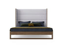 Helenora - Contemporary Grey Fabric & Walnut Trim Bed