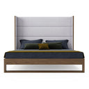 Helenora - Contemporary Grey Fabric & Walnut Trim Bed