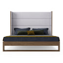 Helenora - Contemporary Grey Fabric & Walnut Trim Bed