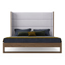 Helenora - Contemporary Grey Fabric & Walnut Trim Bed