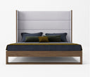 Heloise - Contemporary Grey Fabric & Walnut Trim Bed