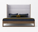 Heloise - Contemporary Grey Fabric & Walnut Trim Bed