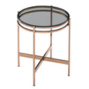 Bradford - Modern Smoked Glass & Rosegold Small End Table