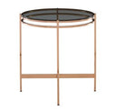 Bradford - Modern Smoked Glass & Rosegold Small End Table