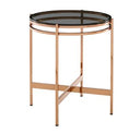 Bradford - Modern Smoked Glass & Rosegold Small End Table
