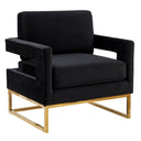 Edna - Modern Black Velvet & Gold Accent Chair
