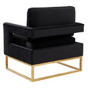 Edna - Modern Black Velvet & Gold Accent Chair