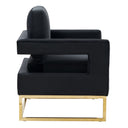 Edna - Modern Black Velvet & Gold Accent Chair