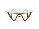 Bronson Modern Walnut & Black Round Coffee Table