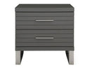 Splendor - Grey High Gloss Slatted Nightstand