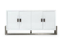 Lenny - Modern White High Gloss & Stainless Steel Gun Metal Buffet