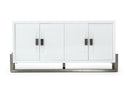 Lenny - Modern White High Gloss & Stainless Steel Gun Metal Buffet