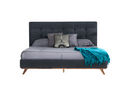 Addison Mid-Century Modern Grey Fabric & Walnut Bed