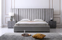 Buckley - Modern Grey & Black Stainless Steel Bed w/ Nightstands
