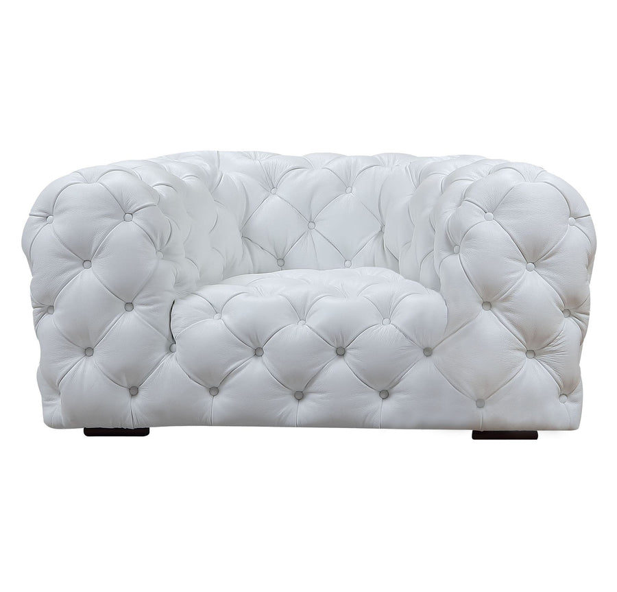 Dexter - Transitional White Full Italian Leather Lounge Chair