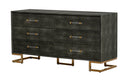 Howard - Modern Shagreen Grey Leatherette & Gold Dresser