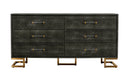 Howard - Modern Shagreen Grey Leatherette & Gold Dresser