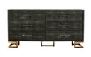 Howard - Modern Shagreen Grey Leatherette & Gold Dresser