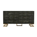 Howard - Modern Shagreen Grey Leatherette & Gold Nightstand
