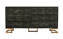 Howard - Modern Shagreen Grey Leatherette & Gold Dresser