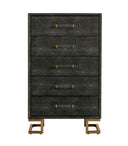 Howard - Modern Shagreen Grey Leatherette & Gold Chest