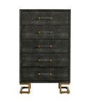 Howard - Modern Shagreen Grey Leatherette & Gold Chest