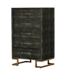 Howard - Modern Shagreen Grey Leatherette & Gold Chest