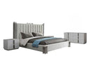 Token - Modern White + Stainless Steel 4-Piece Bedroom Set