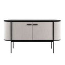 Allis - Glam Grey and Black Fabric Curved Sectional Sofa