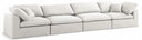 Serene 158" Linen Textured Fabric Upholstered Deluxe Comfort 4pc. Modular Sofa - Cream