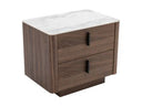 Chelton - Contemporary White Ceramic & Walnut Nightstand